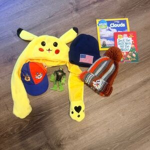 Kids stuff,  hats, books, beast labs.